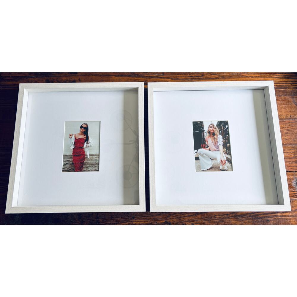 2 Rustic Whitewash Farmhouse Photo Frames 16”x16” or Mat 6.5x4.5”